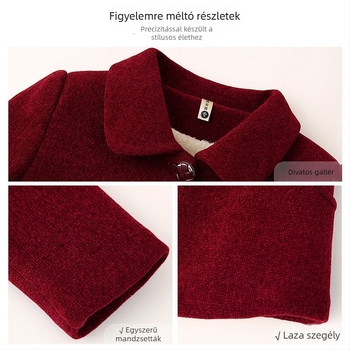 Fehér téli bársonykabát idős nőknek, meleg felső és nadrágos öltöny reveres gallérral