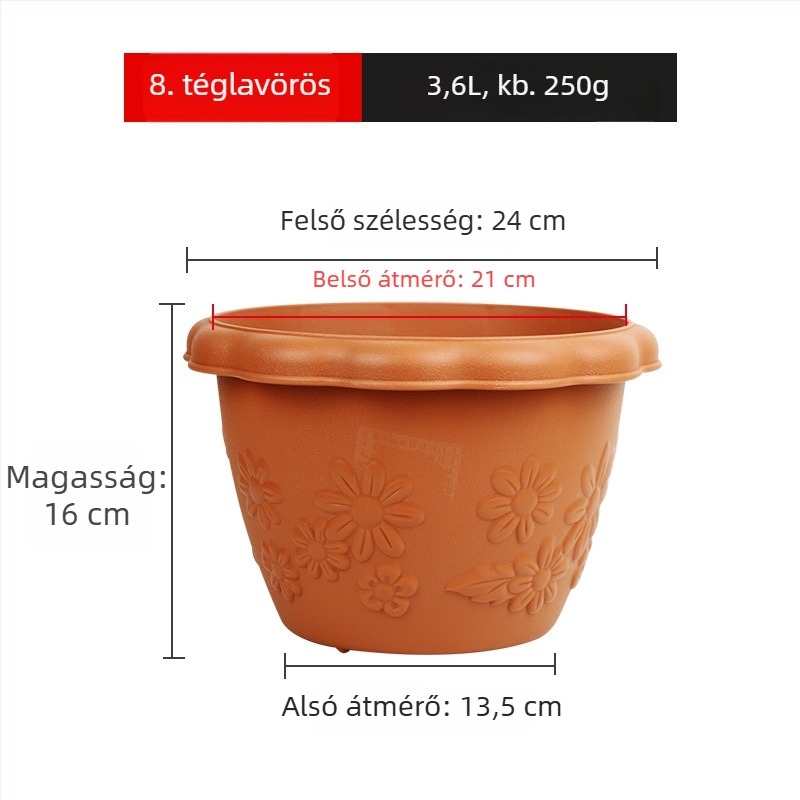 Alice műgyanta virágcserép gyökérszabályozó dizájnnal, közepes méretű, pothos, pozsgás növények és orchideák számára
