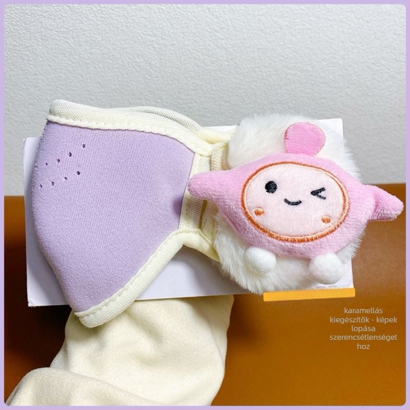 Gyerekeknek szóló meleg maszk fülvédőkkel – mindent egyben: poliészter rost, hímzés, rajzfilm mintázat, porvédelmi funkció