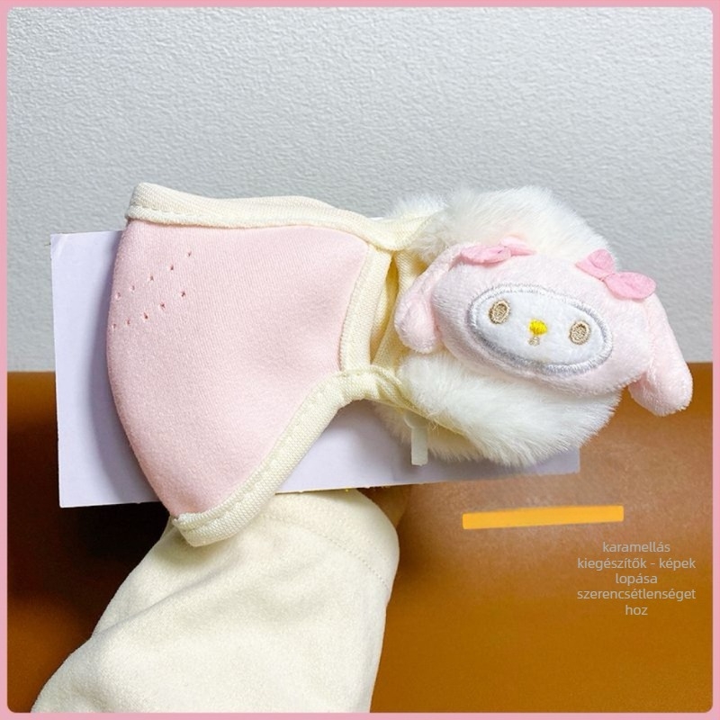 Gyerekeknek szóló meleg maszk fülvédőkkel – mindent egyben: poliészter rost, hímzés, rajzfilm mintázat, porvédelmi funkció