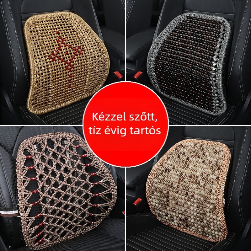 Autó deréktámasz jégselyemből, kézzel szőtt, nyári használatra, univerzális illeszkedés, négy forma, hagyományos kínai stílus