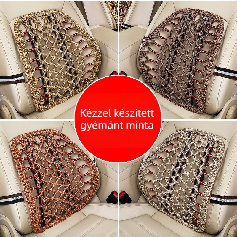 Autó deréktámasz jégselyemből, kézzel szőtt, nyári használatra, univerzális illeszkedés, négy forma, hagyományos kínai stílus