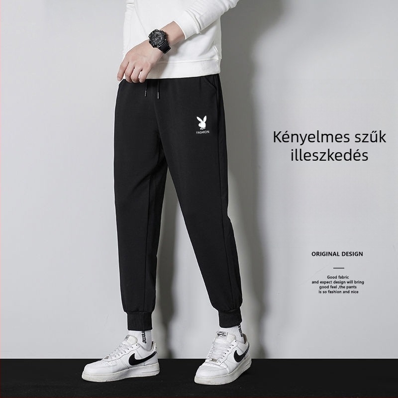 Férfiak polár belsővel ellátott casual nadrág, koreai stílusú harém, lazán szabott, egyenes szabás, téli szezonra (polyester, fleece, mid-waist, tether closure)