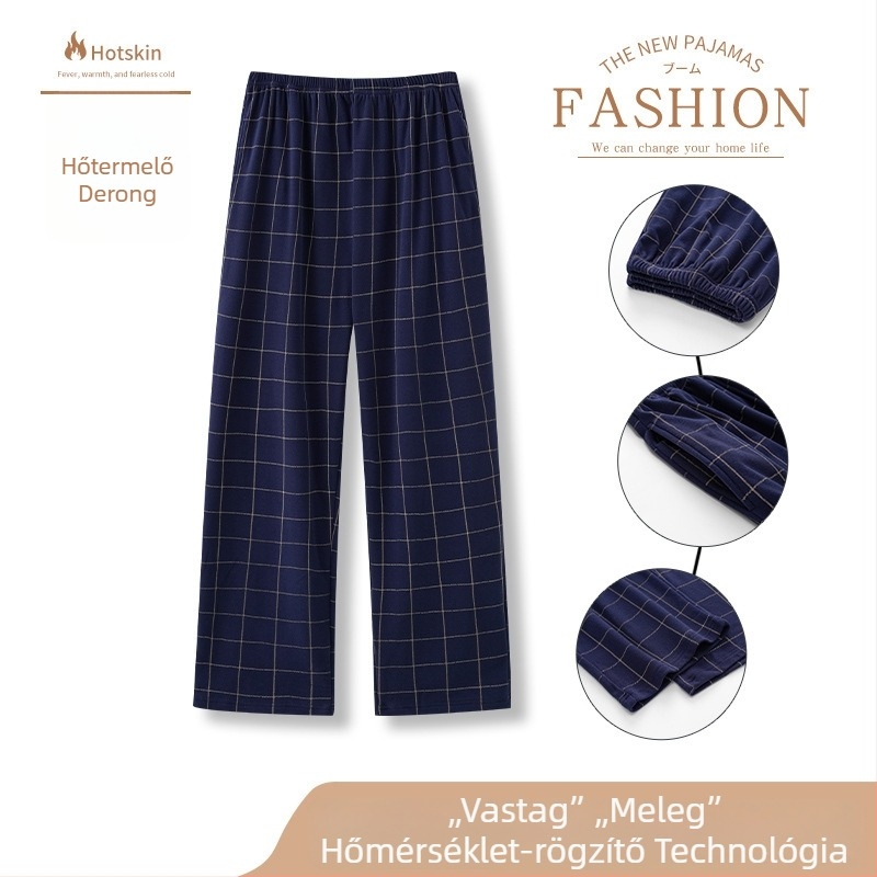 Férfi meleg pizsama szett kardigánnal, hosszú ujjak, plusz méret 4XL–7XL