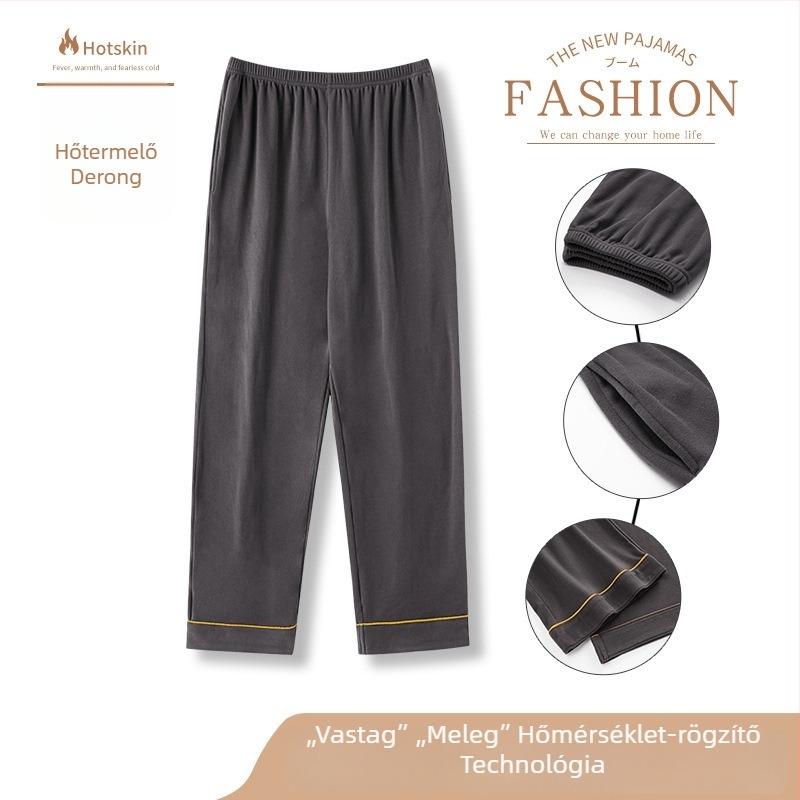 Férfi meleg pizsama szett kardigánnal, hosszú ujjak, plusz méret 4XL–7XL
