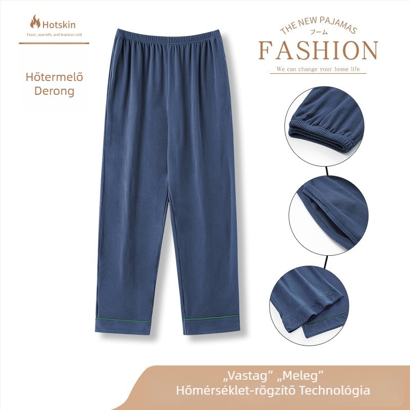 Férfi meleg pizsama szett kardigánnal, hosszú ujjak, plusz méret 4XL–7XL
