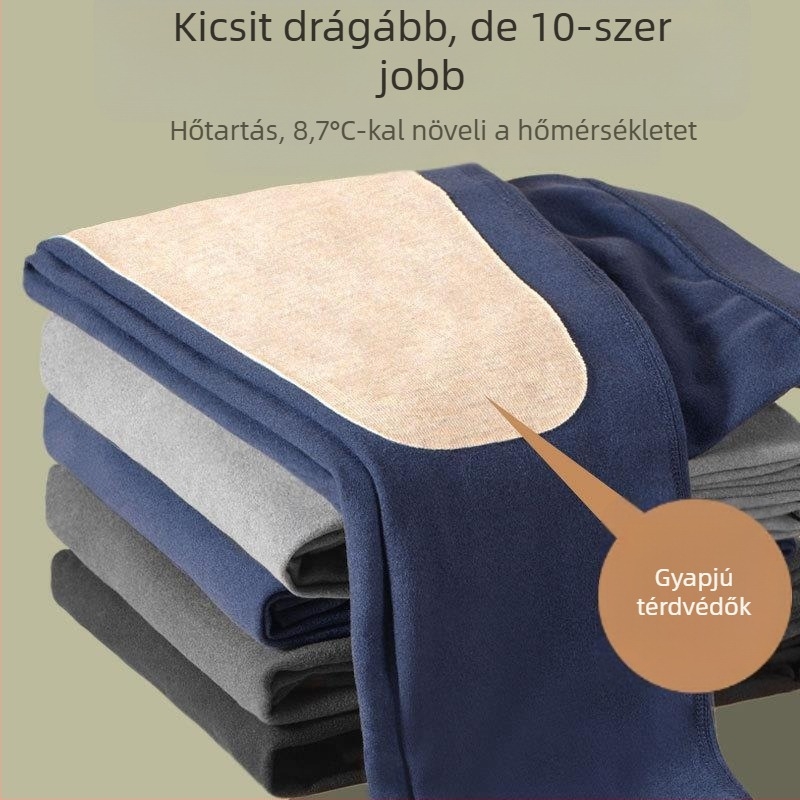 Önmelegítő fleeces belsővel ellátott termo leggings térdvédővel, uniszex, őszi-téli