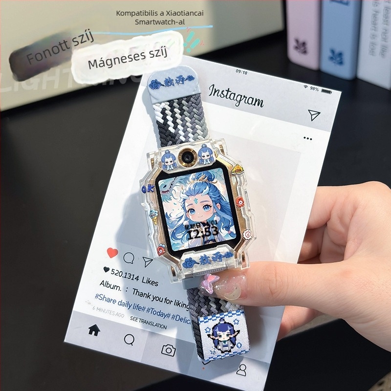 Mágneses nylon védőtok Little Genius Z11/Z10 gyerekeknek a karóra szíjához — hímzett nemzeti stílusú dizájn