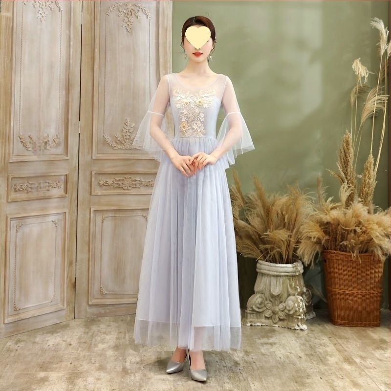 Koszorúslány ruha – Chenille-Spandex keverék, A-vonalú, mély V-nyak, 3/4-es ujjú, midi szoknya, tavasz 2025