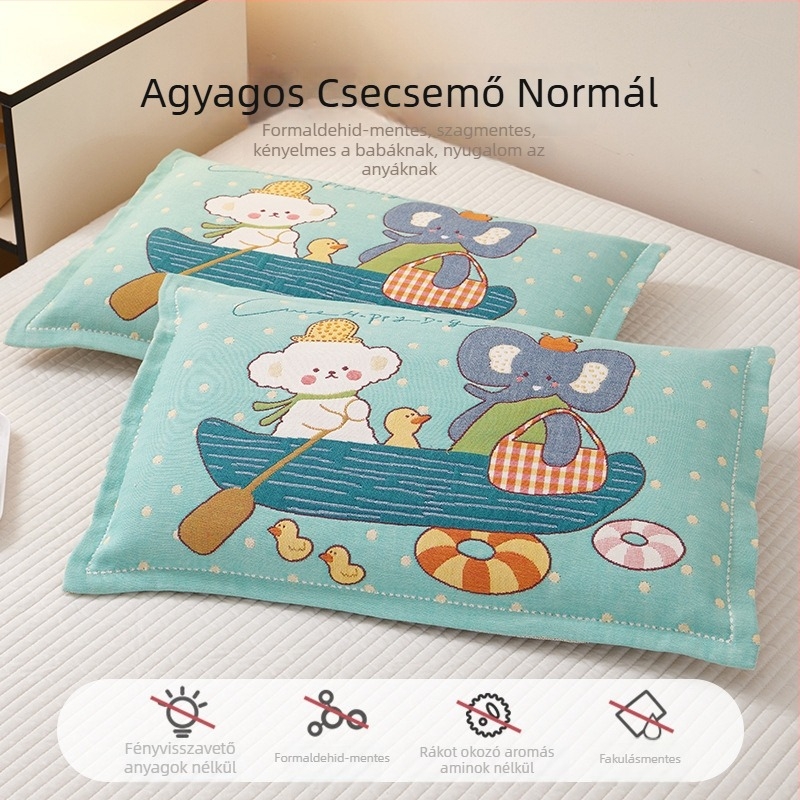Airsl Gyerekeknek szóló párnahuzat, 50/50 pamut-poliészter, jacquard szövés, Cartoon stílus, Yarn-dyed, 30s anyag