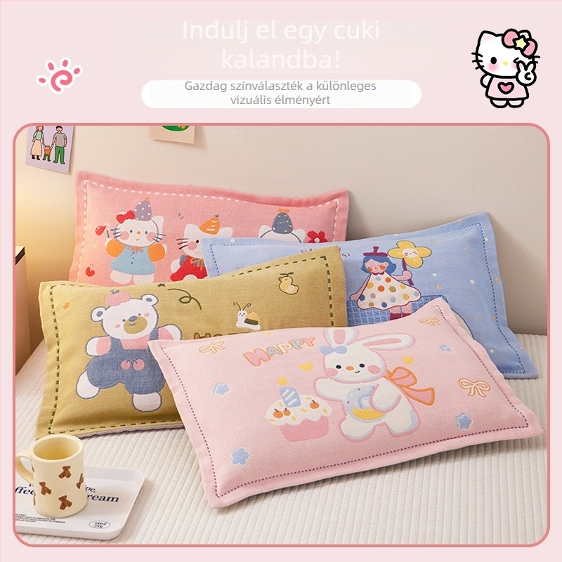 Airsl Gyerekeknek szóló párnahuzat, 50/50 pamut-poliészter, jacquard szövés, Cartoon stílus, Yarn-dyed, 30s anyag