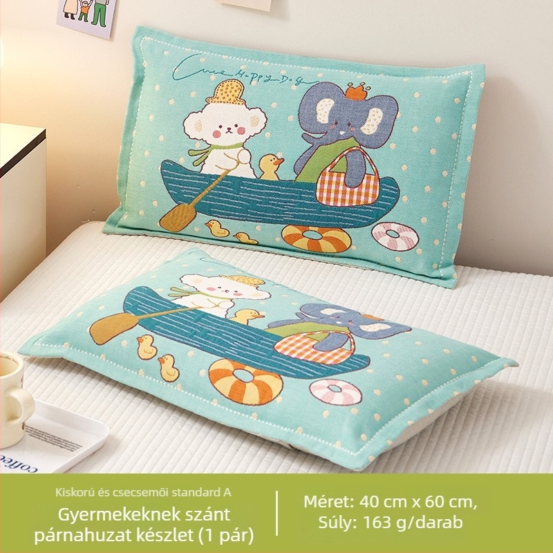 Airsl Gyerekeknek szóló párnahuzat, 50/50 pamut-poliészter, jacquard szövés, Cartoon stílus, Yarn-dyed, 30s anyag