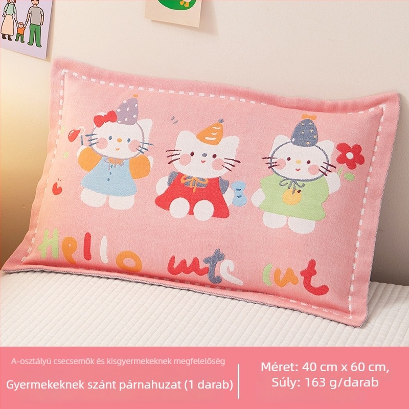 Airsl Gyerekeknek szóló párnahuzat, 50/50 pamut-poliészter, jacquard szövés, Cartoon stílus, Yarn-dyed, 30s anyag
