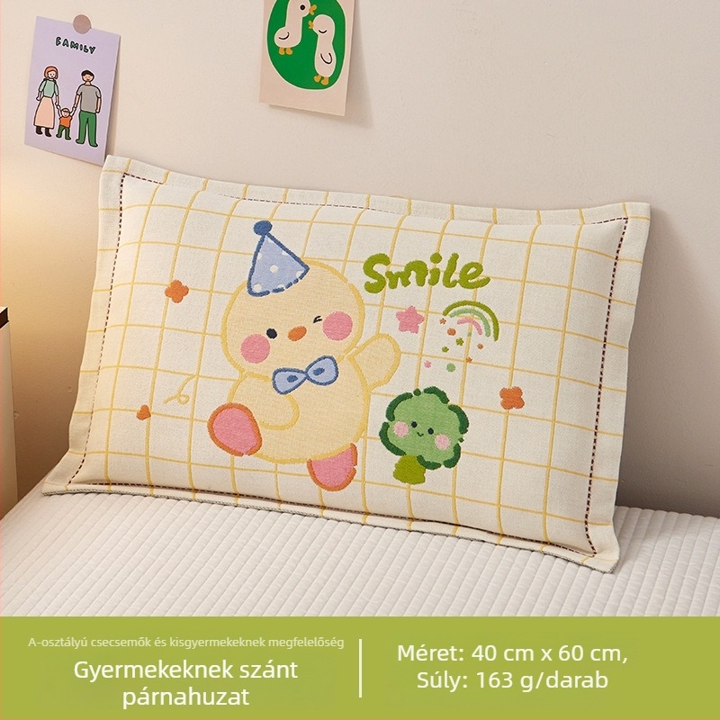 Airsl Gyerekeknek szóló párnahuzat, 50/50 pamut-poliészter, jacquard szövés, Cartoon stílus, Yarn-dyed, 30s anyag
