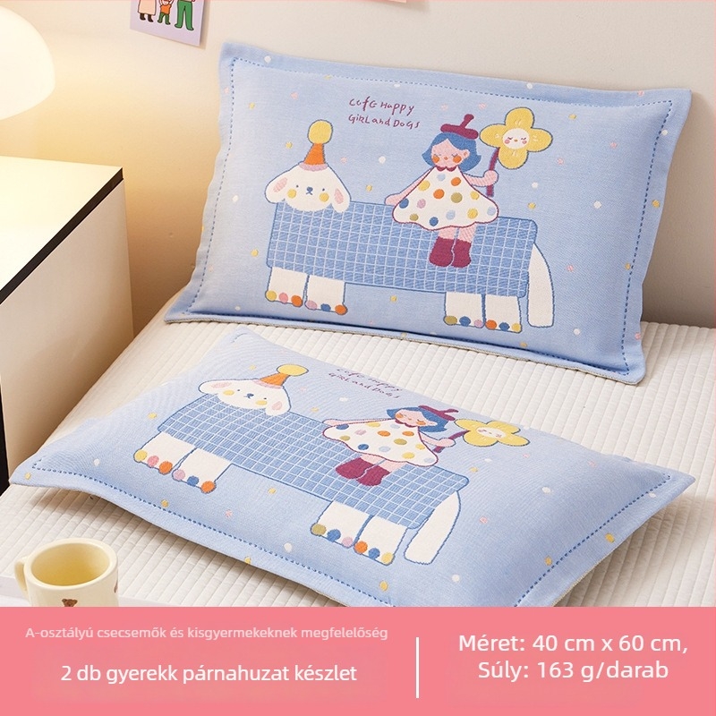 Airsl Gyerekeknek szóló párnahuzat, 50/50 pamut-poliészter, jacquard szövés, Cartoon stílus, Yarn-dyed, 30s anyag