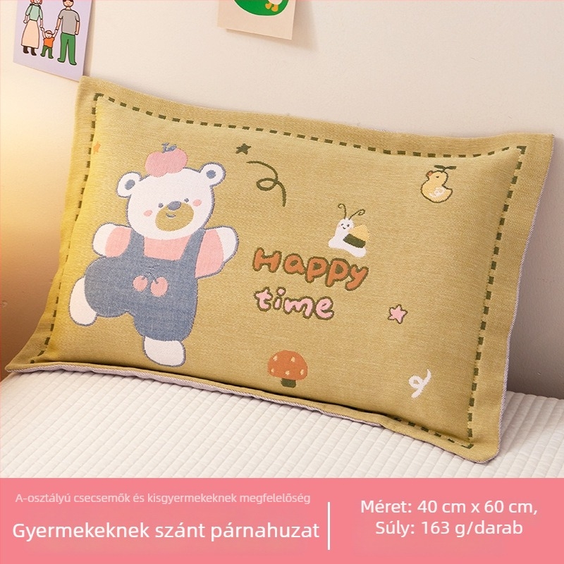 Airsl Gyerekeknek szóló párnahuzat, 50/50 pamut-poliészter, jacquard szövés, Cartoon stílus, Yarn-dyed, 30s anyag