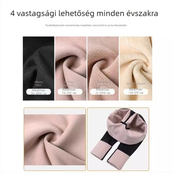 Női jóga nadrág, magas derekú, gombos záródású, zipzár, fleece béléses, téli modell, 3/4 hossz