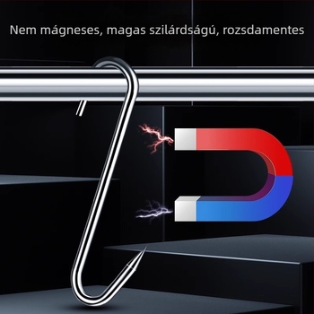 Rozsdamentes acélból készült S-alakú húskakasztó, lógatható húsokhoz, halhoz és kolbászokhoz, elektrolit bevonattal, 170 g, modern minimalist stílus