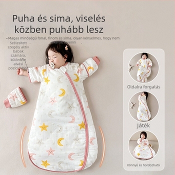 Baba alvózsák vastagított pamut géz külsővel, poliészter bélés és töltet, levehető ujjak