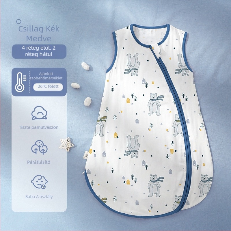 Baba alvózsák vastagított pamut géz külsővel, poliészter bélés és töltet, levehető ujjak