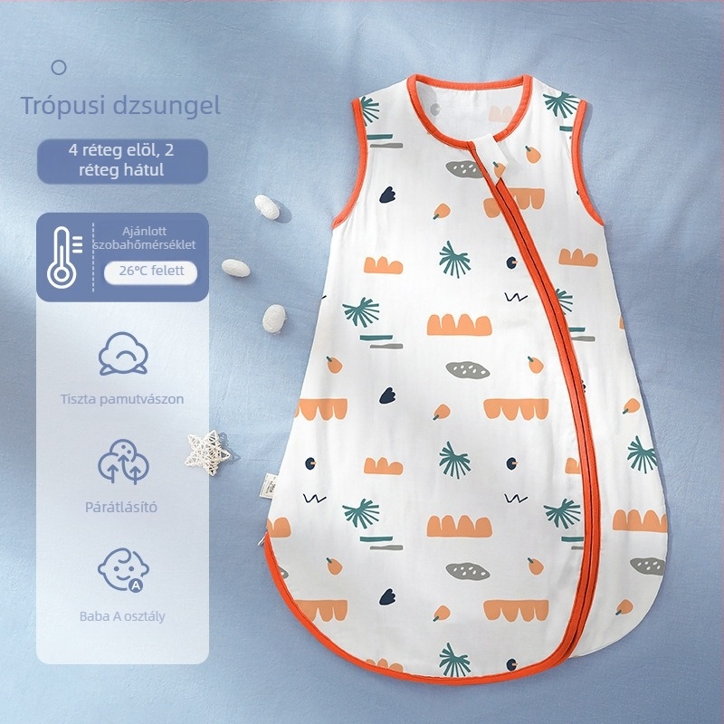 Baba alvózsák vastagított pamut géz külsővel, poliészter bélés és töltet, levehető ujjak