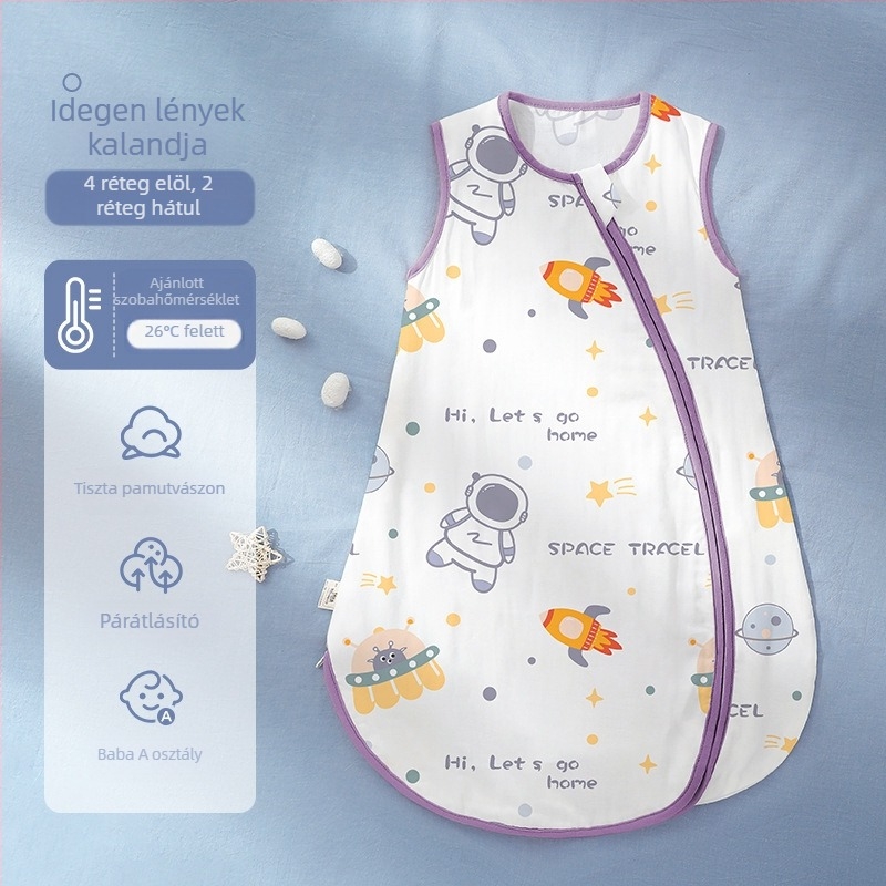 Baba alvózsák vastagított pamut géz külsővel, poliészter bélés és töltet, levehető ujjak