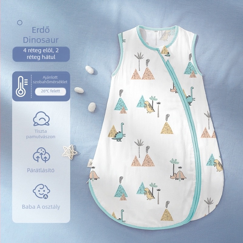 Baba alvózsák vastagított pamut géz külsővel, poliészter bélés és töltet, levehető ujjak