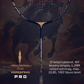 Weixiang PRO tollaslabdaütő, szénszálas keret, nylon húrok, súly 85–89 g, közvetlen ütés