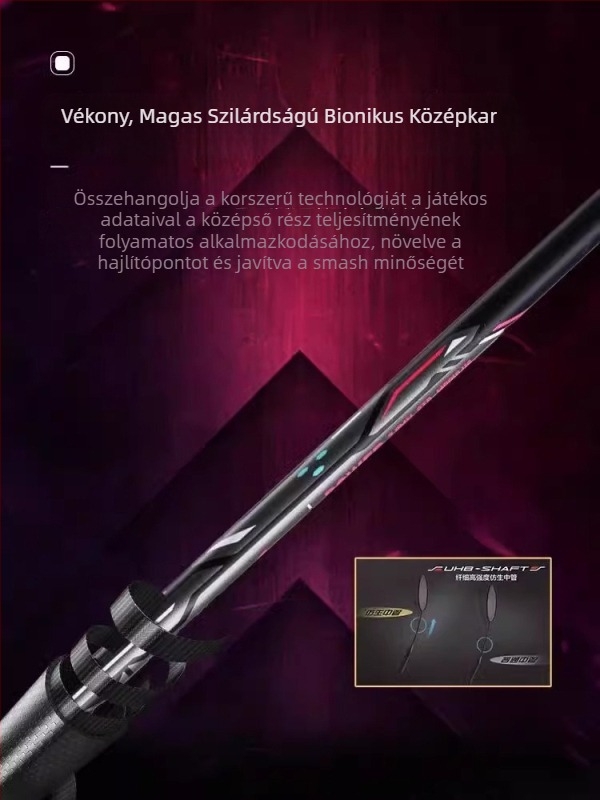 Li-Ning tollaslabda ütő – karbon szálas keret, tömeg 80–84 g, fogóvastagság: G5, egyenes ütő, kezdőknek és középhaladóknak alkalmas, tollaslabdához és asztaliteniszhez