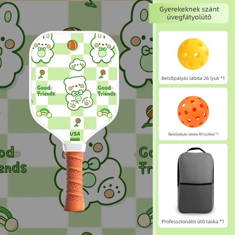 Gyerekeknek készült pickleball ütő üvegszálas kivitelben, karikatúra dizájn, Lidakang, 175±5 g