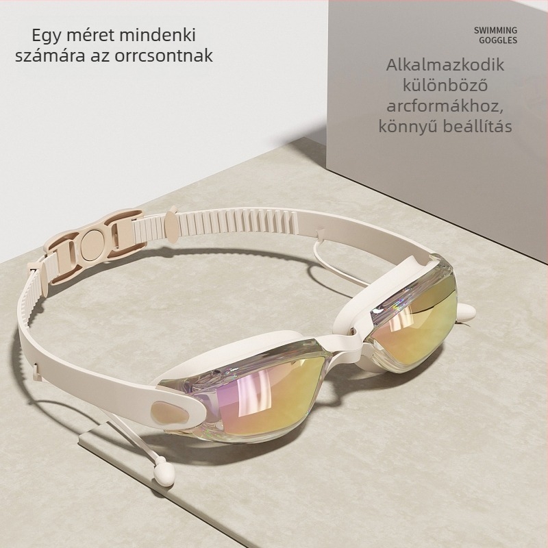 Úszószemüveg miopía korrekcióval, HD vízálló, anti-fog PC lencsékkel, felnőtteknek