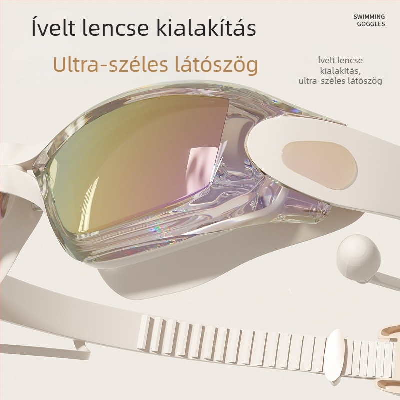 Úszószemüveg miopía korrekcióval, HD vízálló, anti-fog PC lencsékkel, felnőtteknek