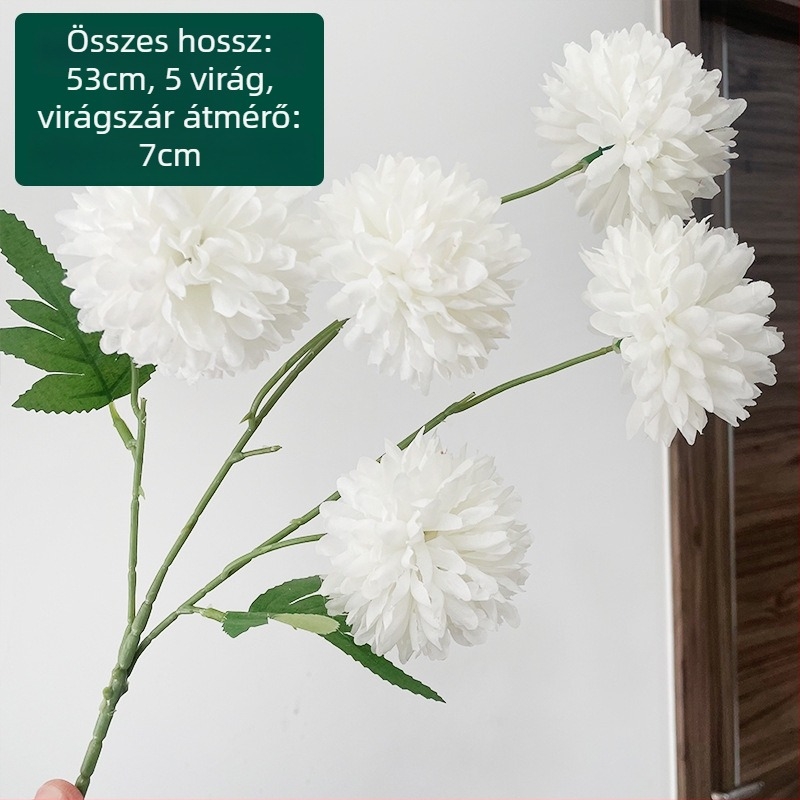 Ötfejű selyem krizantéma - művirág kültéri használatra, rekvizit fotózáshoz, otthoni dekoráció; Zixu márka, kód 2