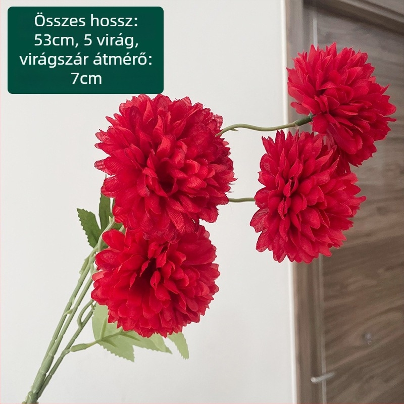 Ötfejű selyem krizantéma - művirág kültéri használatra, rekvizit fotózáshoz, otthoni dekoráció; Zixu márka, kód 2
