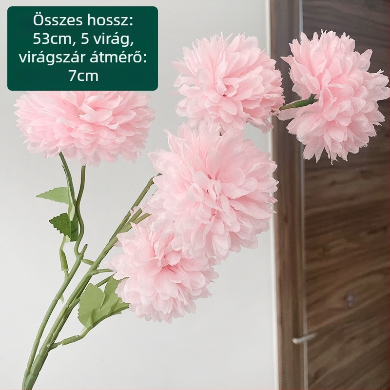 Ötfejű selyem krizantéma - művirág kültéri használatra, rekvizit fotózáshoz, otthoni dekoráció; Zixu márka, kód 2