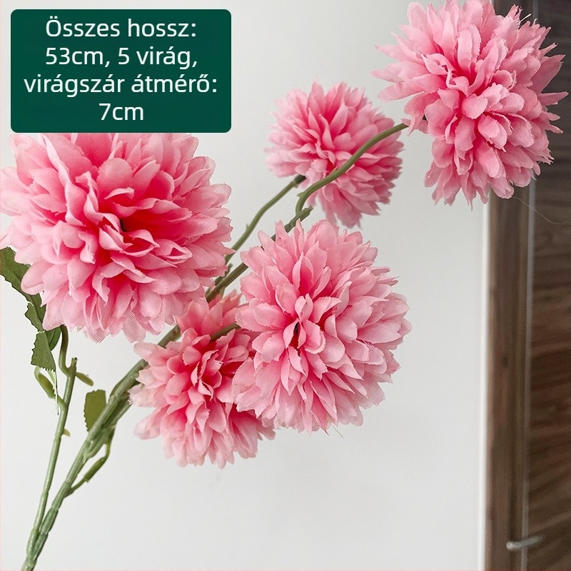 Ötfejű selyem krizantéma - művirág kültéri használatra, rekvizit fotózáshoz, otthoni dekoráció; Zixu márka, kód 2