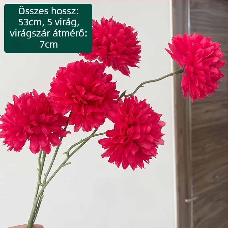 Ötfejű selyem krizantéma - művirág kültéri használatra, rekvizit fotózáshoz, otthoni dekoráció; Zixu márka, kód 2