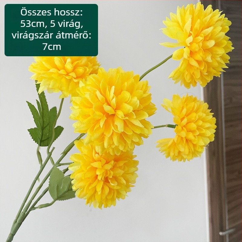 Ötfejű selyem krizantéma - művirág kültéri használatra, rekvizit fotózáshoz, otthoni dekoráció; Zixu márka, kód 2