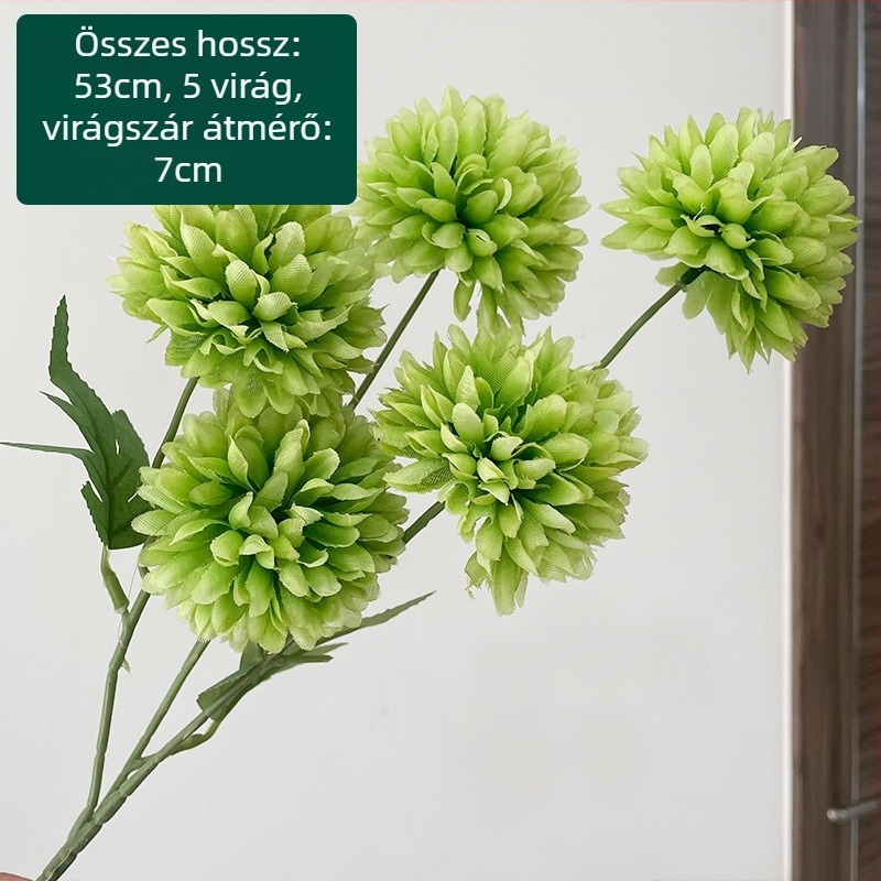 Ötfejű selyem krizantéma - művirág kültéri használatra, rekvizit fotózáshoz, otthoni dekoráció; Zixu márka, kód 2