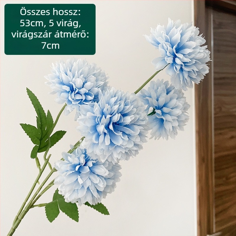 Ötfejű selyem krizantéma - művirág kültéri használatra, rekvizit fotózáshoz, otthoni dekoráció; Zixu márka, kód 2
