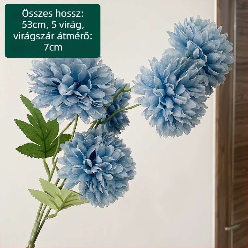 Ötfejű selyem krizantéma - művirág kültéri használatra, rekvizit fotózáshoz, otthoni dekoráció; Zixu márka, kód 2