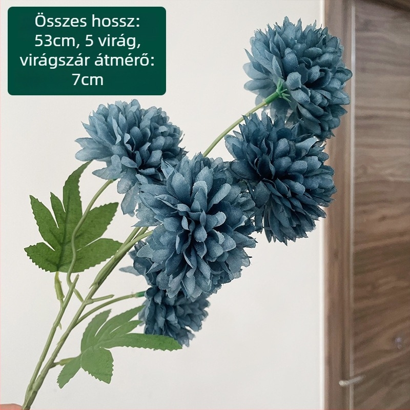 Ötfejű selyem krizantéma - művirág kültéri használatra, rekvizit fotózáshoz, otthoni dekoráció; Zixu márka, kód 2