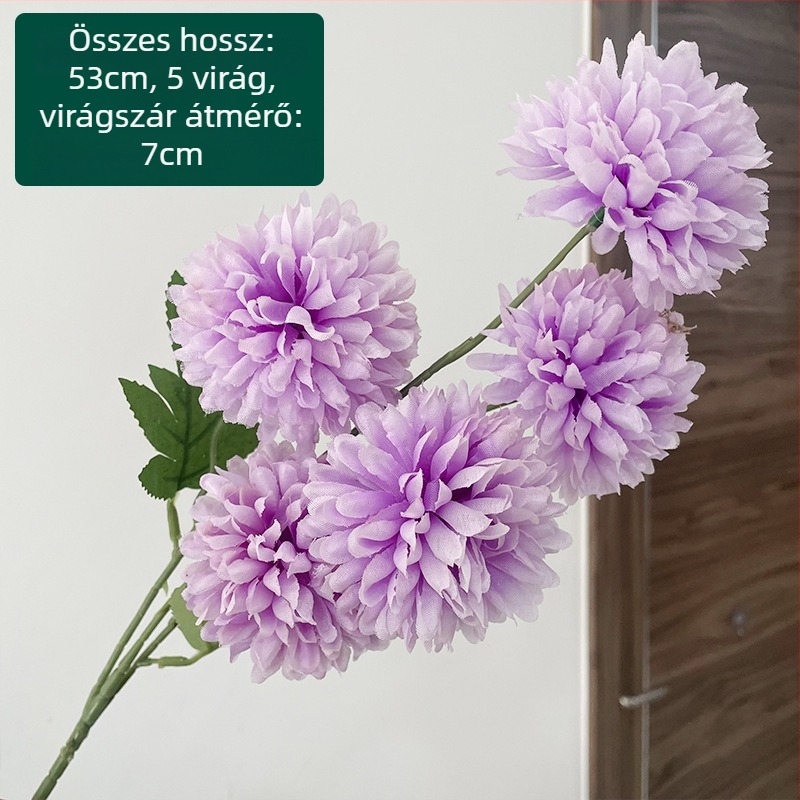 Ötfejű selyem krizantéma - művirág kültéri használatra, rekvizit fotózáshoz, otthoni dekoráció; Zixu márka, kód 2