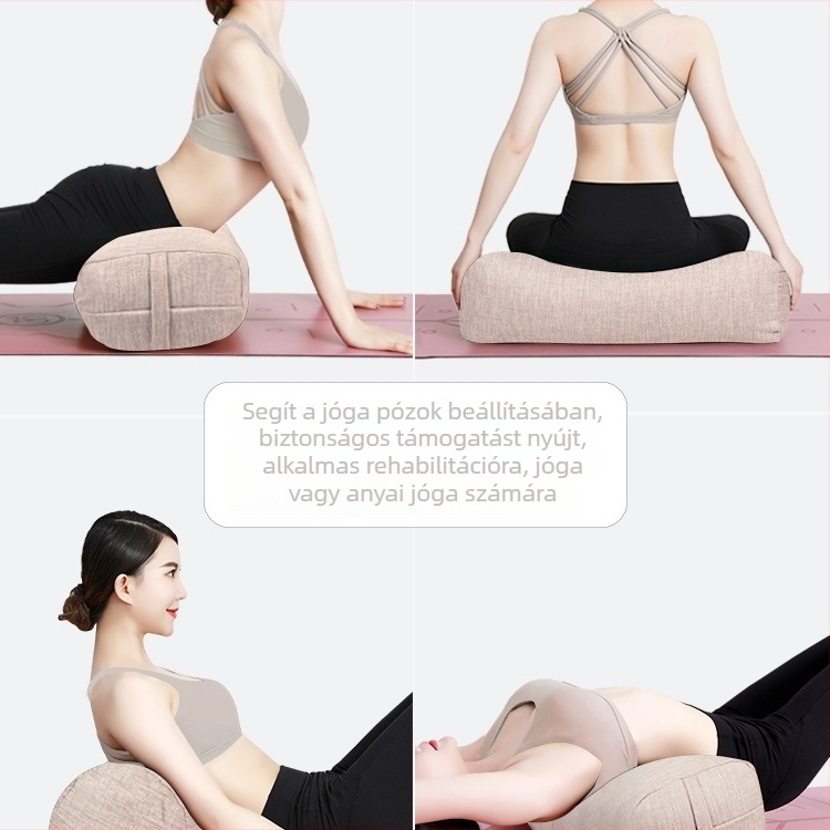 Jóga párna hajdina töltettel, Iyengar és Yin jóga segédeszköze, terhes nőknek, deréktámasztó párna, négyzetes hengeres forma