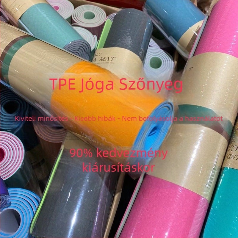 Jóga matrac kezdőknek, TPE anyag, csúszásmentes felület, 8 mm vastagság, igazítási vonalak