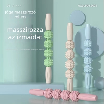 Kangyi masszázs pálca farkasfog textúrával, fascia gömb és lábszár-masszírozó görgő, jóga kiegészítő – három vagy négy kerék