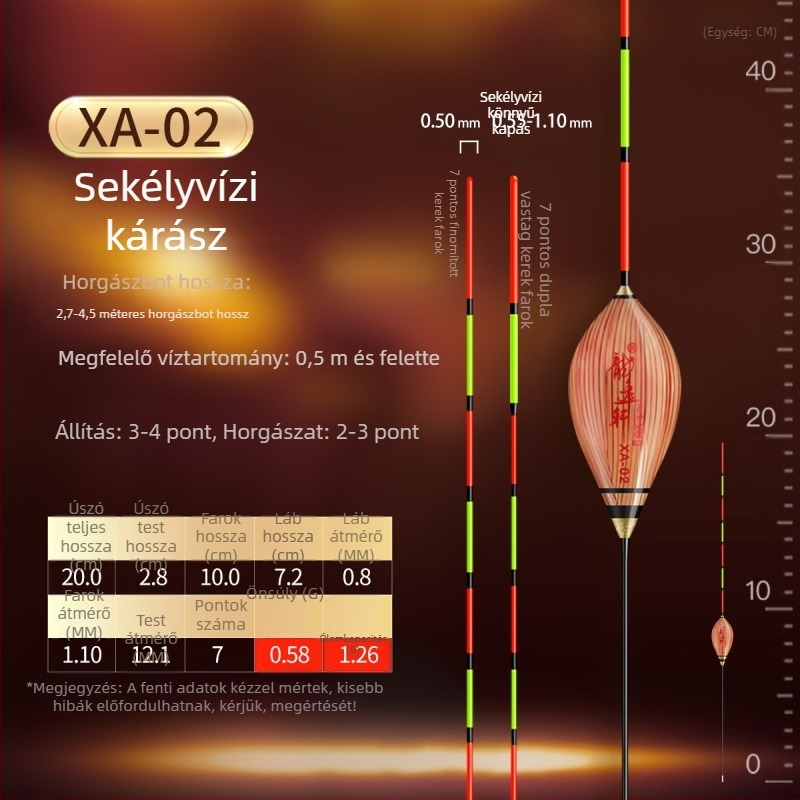 Nano sodródó úszó jég- és sekélyvízi horgászathoz