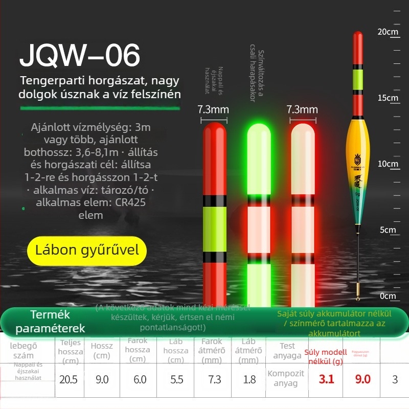 Memories Függőleges sodrású úszó – hosszú dobás, elektronikus éjjeli világítás, műanyag