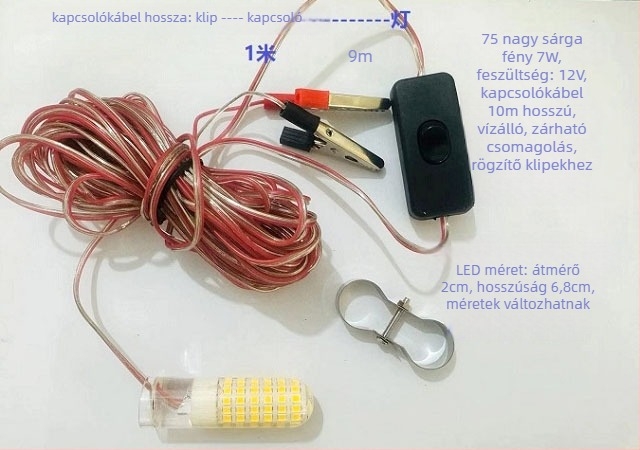 Víz alatti halászati lámpa - LED, 12V, vízálló, nagy fényerő