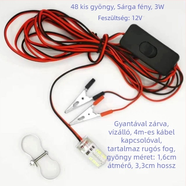 Víz alatti halászati lámpa - LED, 12V, vízálló, nagy fényerő